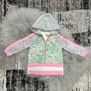 Kinderkind‎ Goes Scuba Mesh Pink/Green Zip Up Hoodie Size 4T NWT